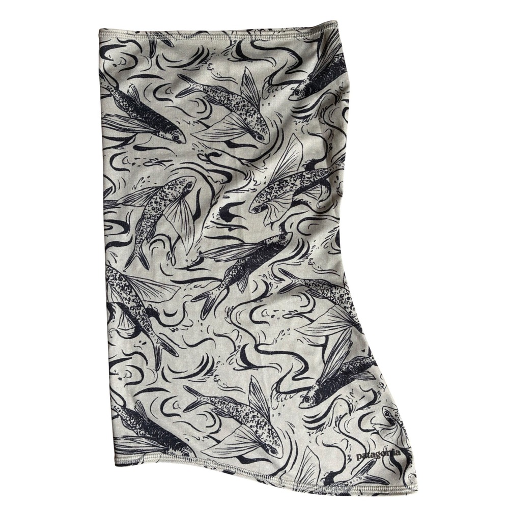 Patagonia Capilene Cool Sun Mask Neck Gaiter Flying Fish Trout Pattern All